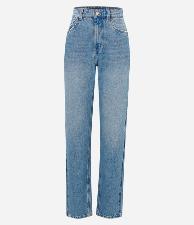 Calça Reta em Jeans com Bolsos Azul 5