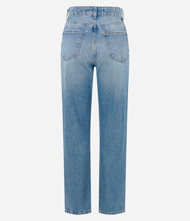 Calça Reta em Jeans com Bolsos Azul 6