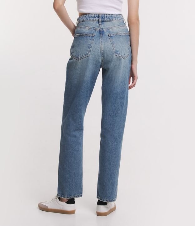 Calça Reta em Jeans com Bolsos Azul 3