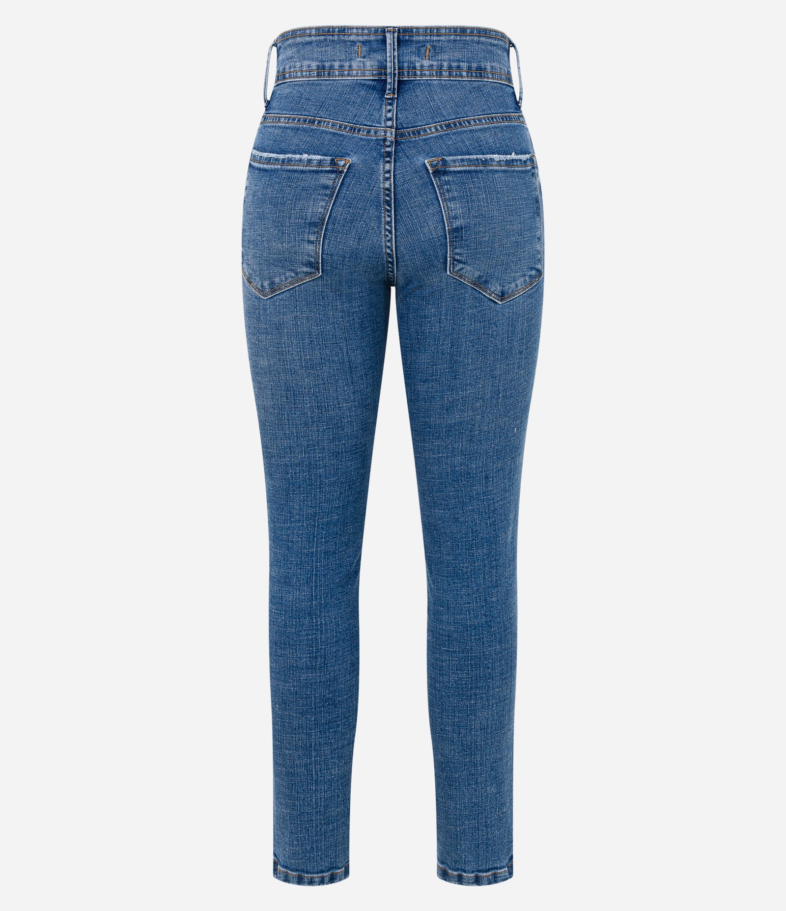 Calça Cigarrete Cintura Média em Jeans com Cós Transpassado Azul Médio 6