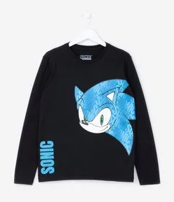 Camiseta Infantil em Algodão Estampa Sonic - Tam 5 a 12 anos