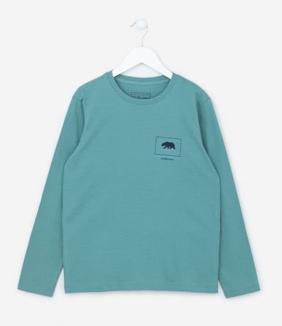 Camiseta Manga Longa Infantil com Estampa de Urso - Tam 5 a 14 anos Menor preço em Camiseta Manga Longa Infantil com Estampa de Urso - Tam 5 a 14 anos