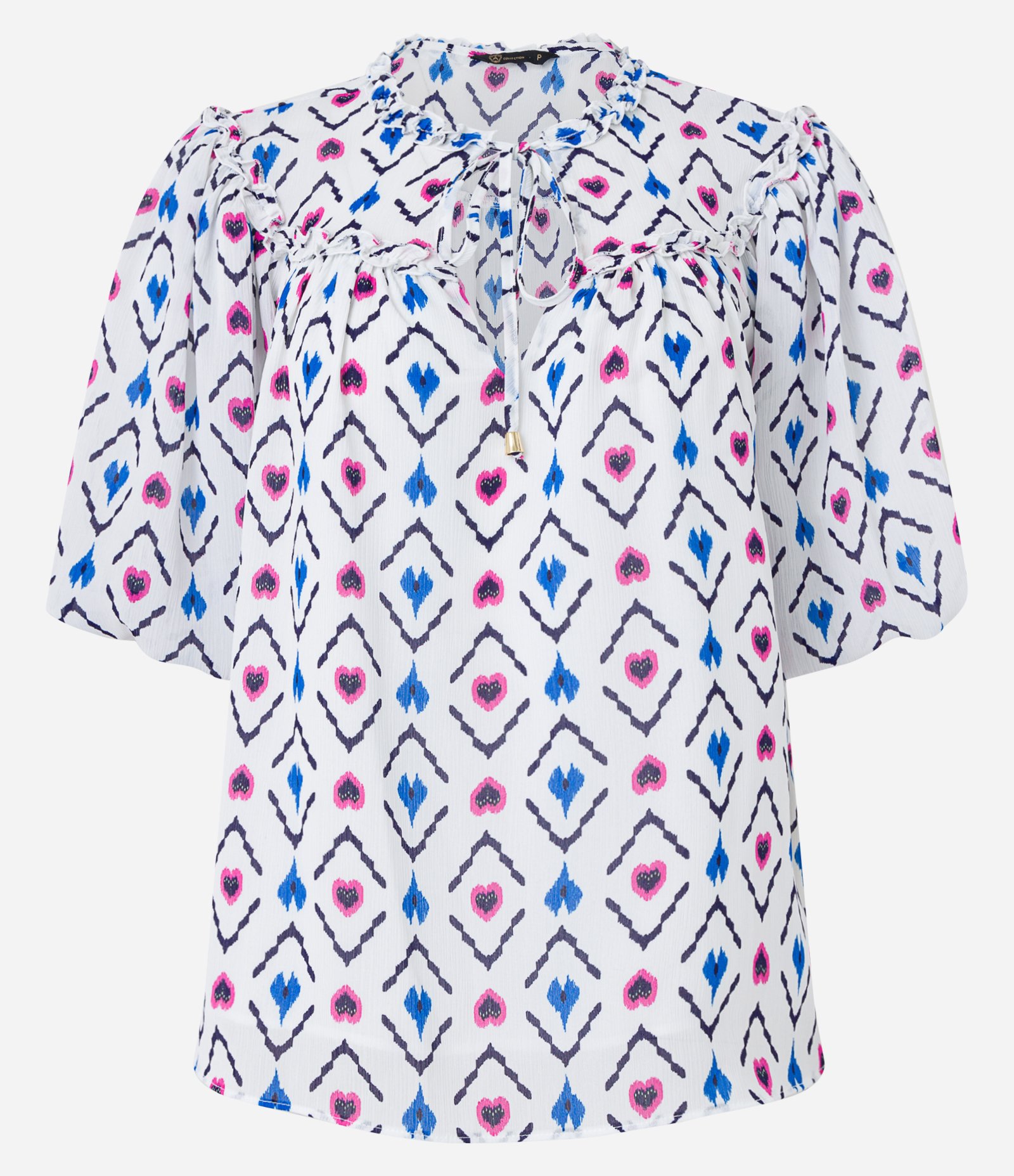 Blusa Manga Bufante em Chiffon com Estampa Étnica Off White 6