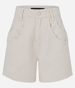 Short Cintura Alta em Sarja com Bolso Duplo