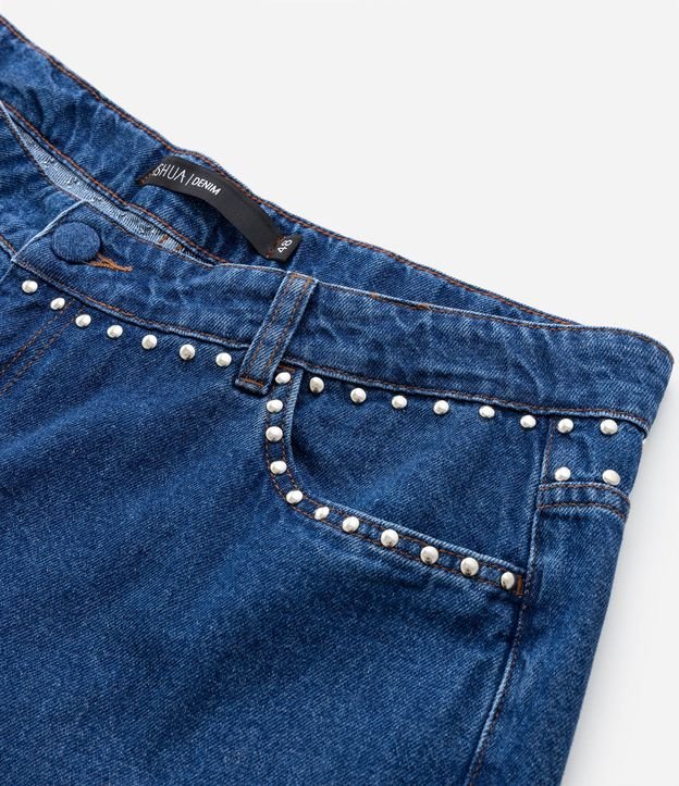 Calça Pantalona em Jeans com Tachinhas Curve & Plus Size Azul 8