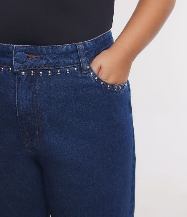 Calça Pantalona em Jeans com Tachinhas Curve & Plus Size Azul 4