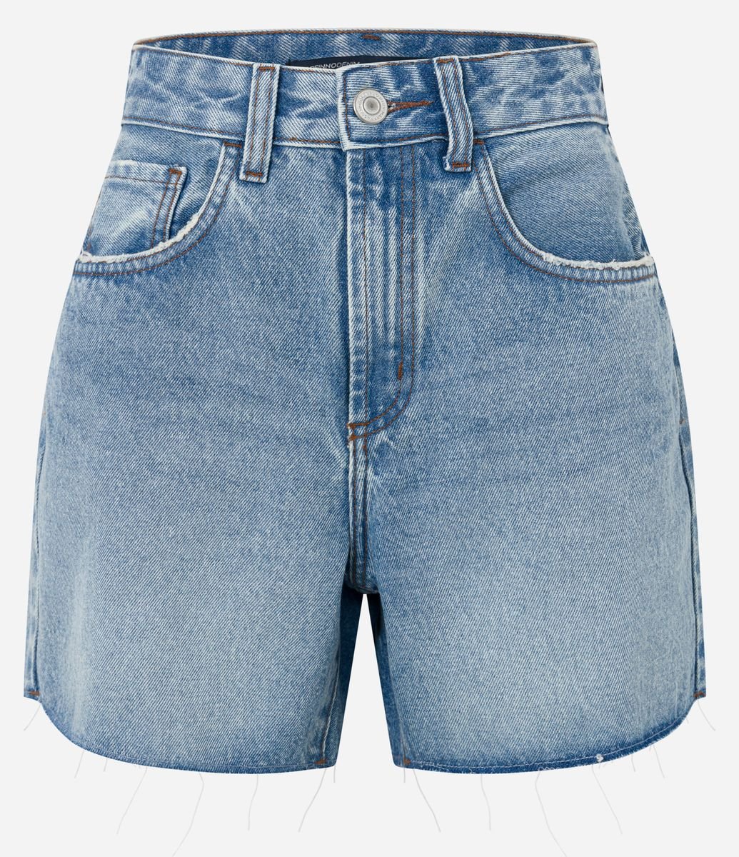 Shorts Jeans Barra a Fio Azul Médio Eco Denim™