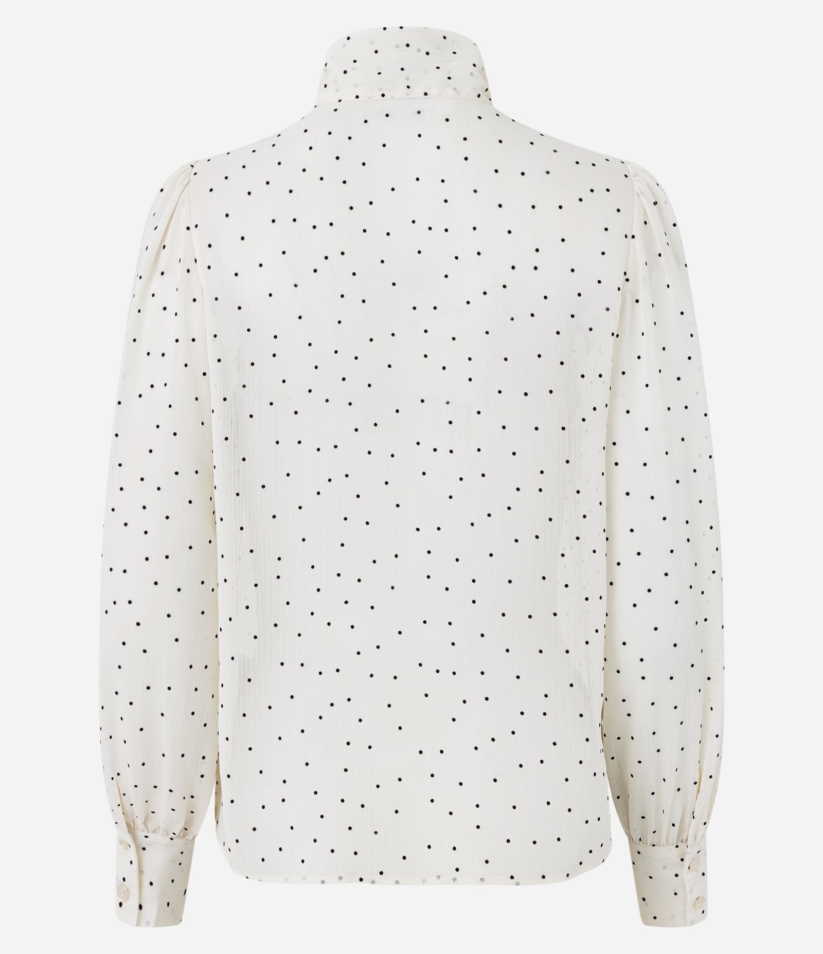 Camisa em Chiffon com Gola Laço e Manga Bufante Off White 9