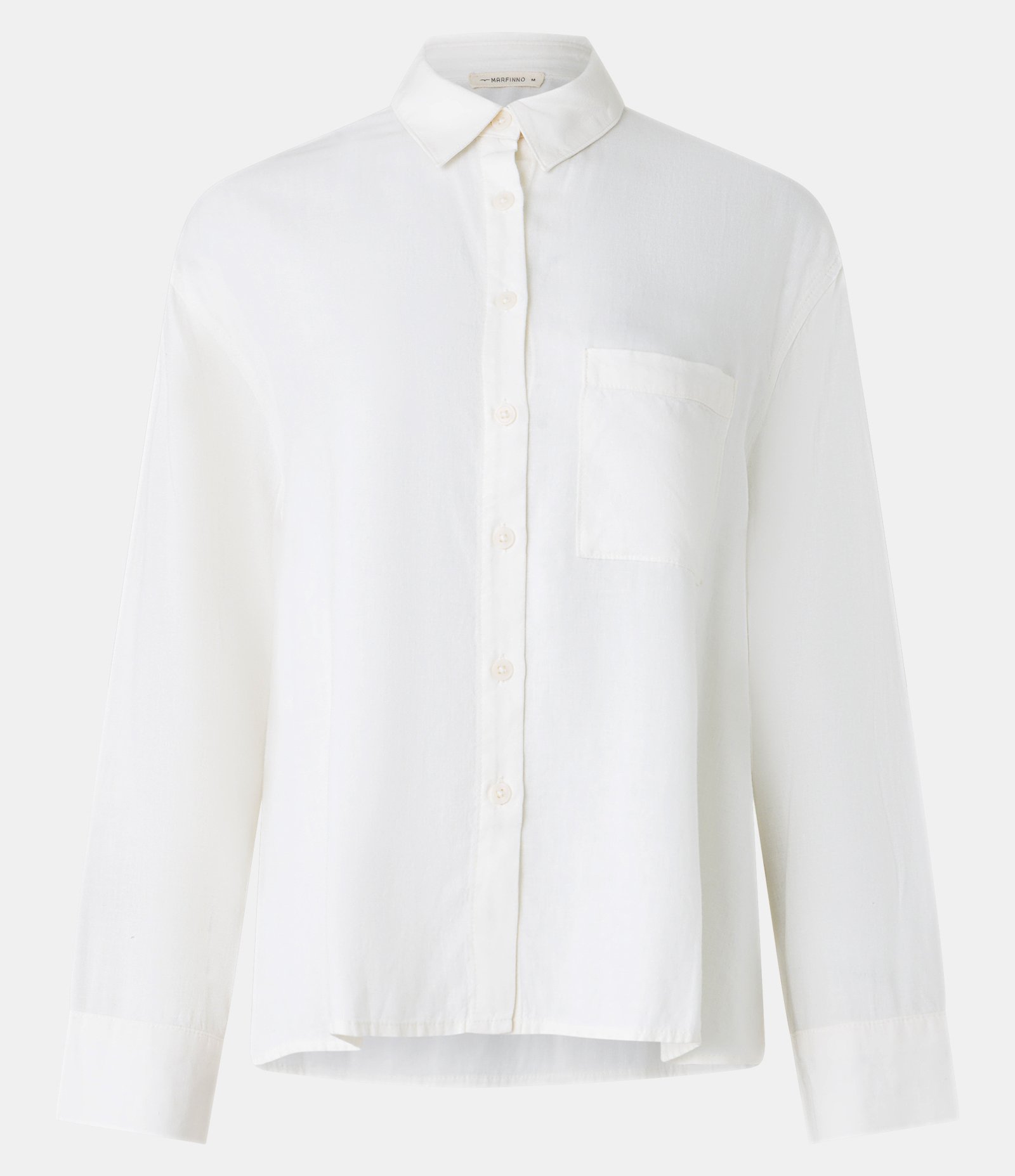 Camisa em Viscolinho com Bolso e Abotoamento Branco 5