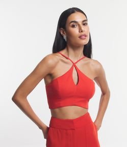 Blusa de Alça em Bengaline com Decote Halter Gota