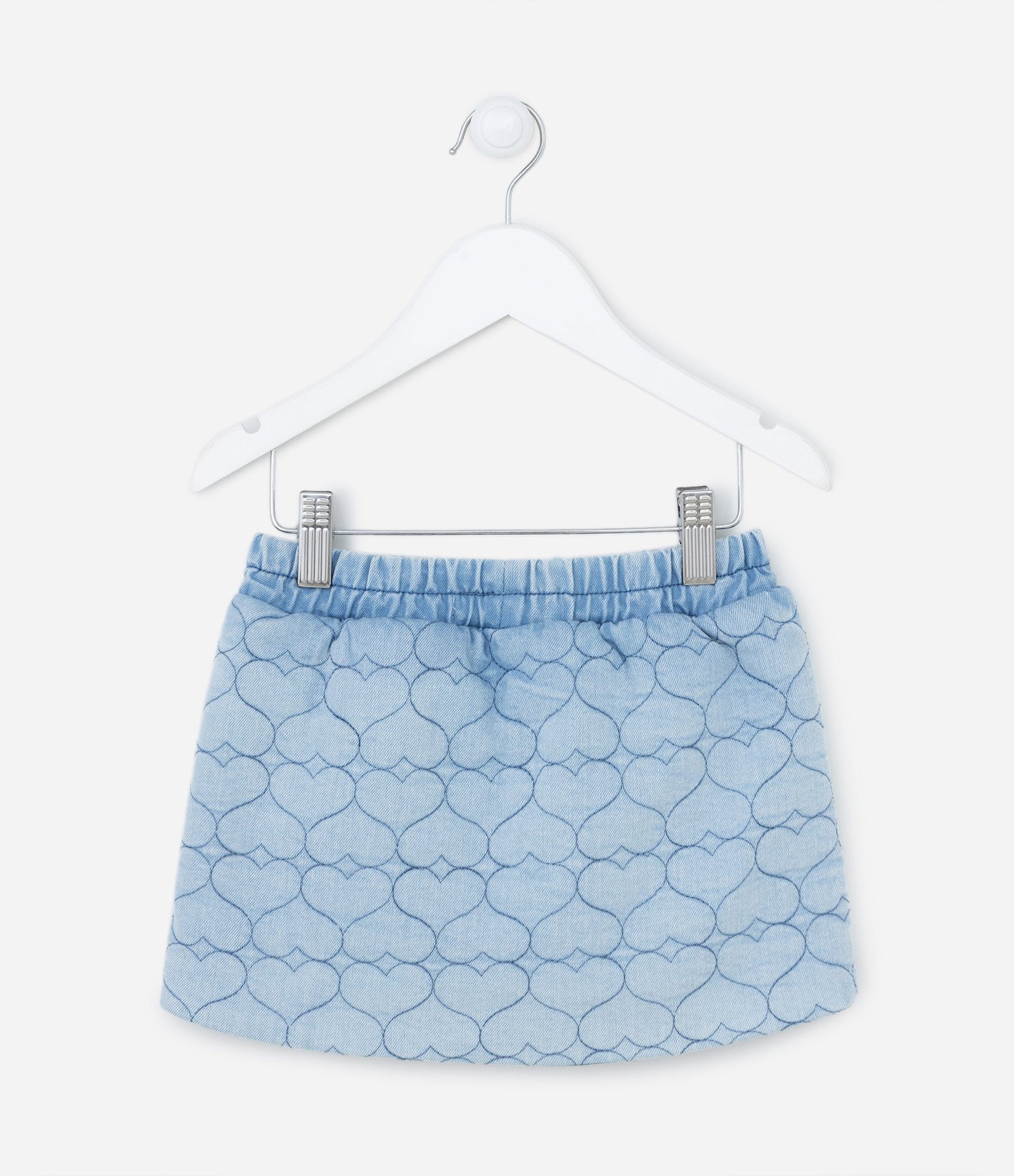 Saia Jeans Infantil com Bordados de Coração - Tam 1 a 5 anos Azul 2