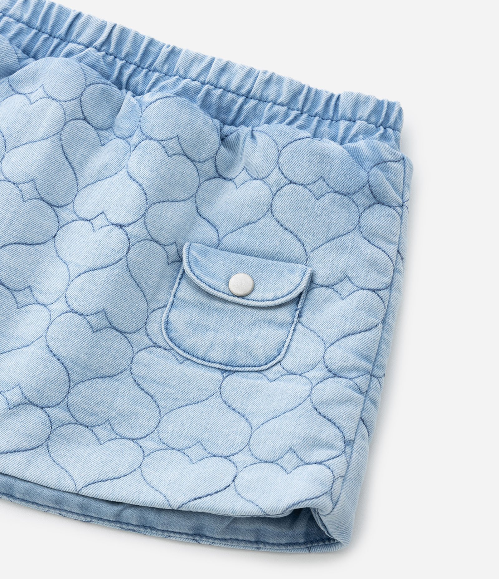 Saia Jeans Infantil com Bordados de Coração - Tam 1 a 5 anos Azul 5