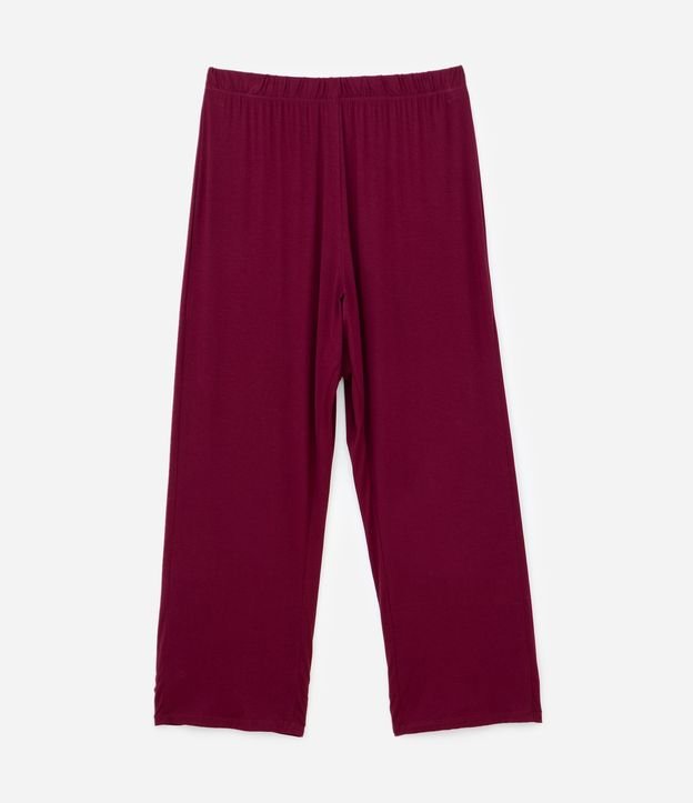 Pijama Americano Longo em Viscose com Contraste Curve & Plus Vermelho Vinho 7