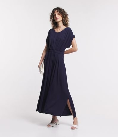 Menor preço em Vestido Midi em Viscose com Elástico na Cintura