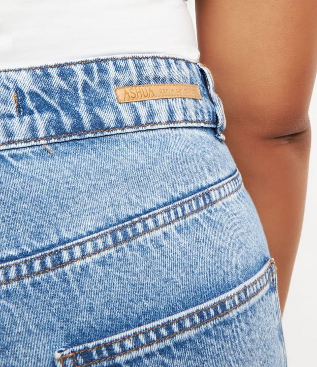 Short Mom em Jeans com Recorte e Barra Dobrada Curve & Plus Size Azul 6