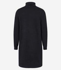 Vestido em Suedine com Gola Alta e Punho Ajustado