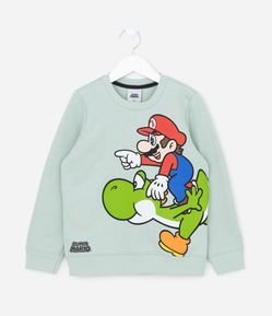Blusão Moletom Infantil com Estampa do Mario e Yoshi - Tam 2 a 10 anos