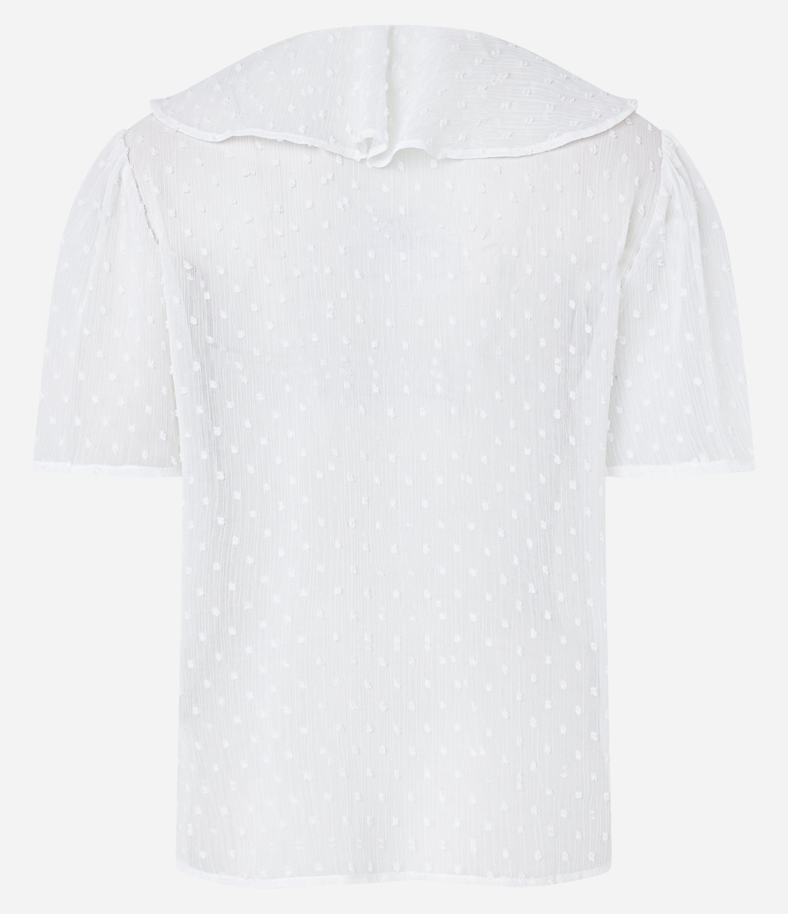 Blusa em Chiffon Maquinetado com Babado Jabô Branco Neve 9