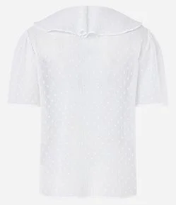 Blusa em Chiffon Maquinetado com Babado Jabô