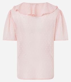 Blusa em Chiffon Maquinetado com Babado Jabô