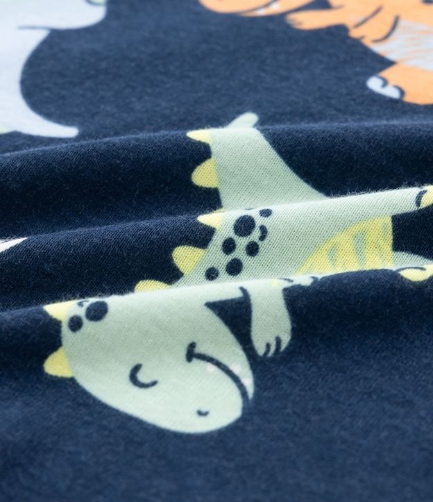 Pijama Infantil Longo com Estampa de Dinossauros - Tam 2 ao 4 anos Azul 3