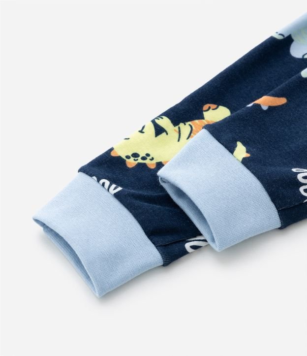 Pijama Infantil Longo com Estampa de Dinossauros - Tam 2 ao 4 anos Azul 4