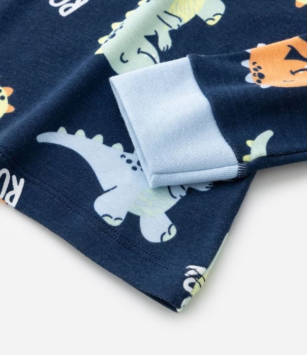 Pijama Infantil Longo com Estampa de Dinossauros - Tam 2 ao 4 anos Azul 6