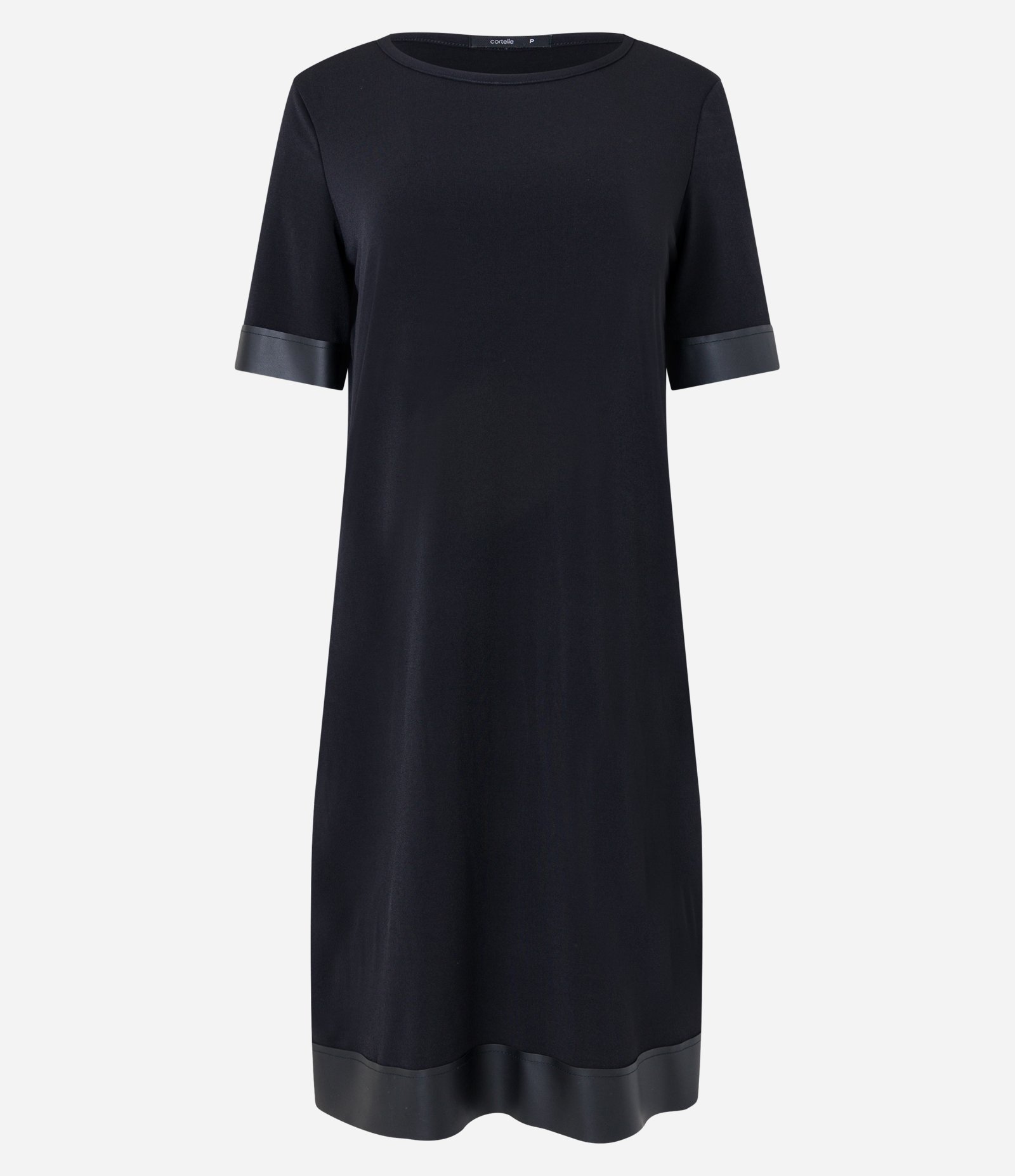 Vestido Curto com Detalhes em PU nas Mangas e Barra Preto 6