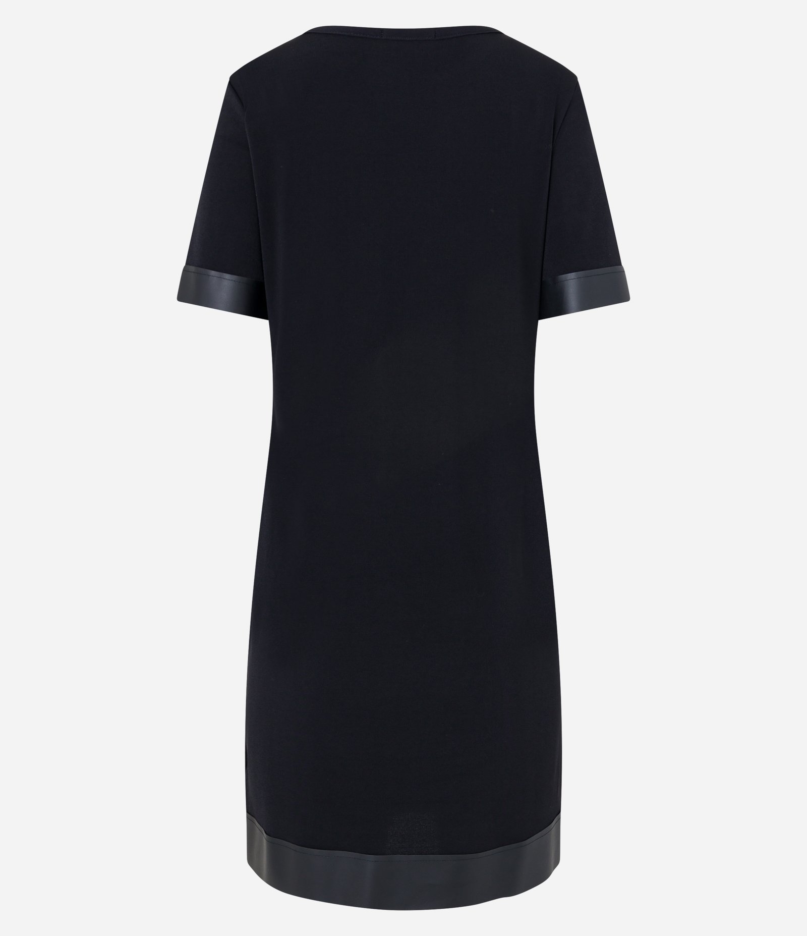 Vestido Curto com Detalhes em PU nas Mangas e Barra Preto 7