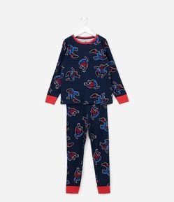 Pijama Longo Infantil com Estampa do Homem Aranha - Tam 3 ao 10