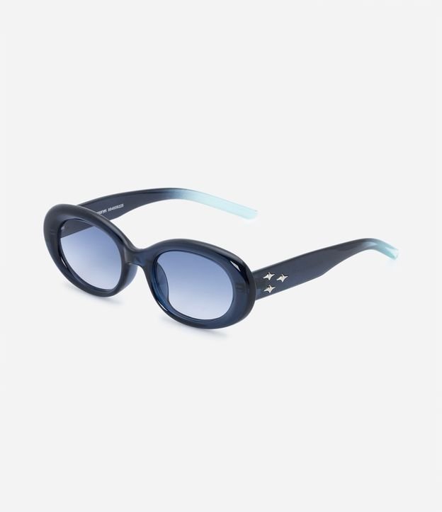 Óculos de Sol Redondo com Hastes Dip Dye e Lente Degradê Azul 2