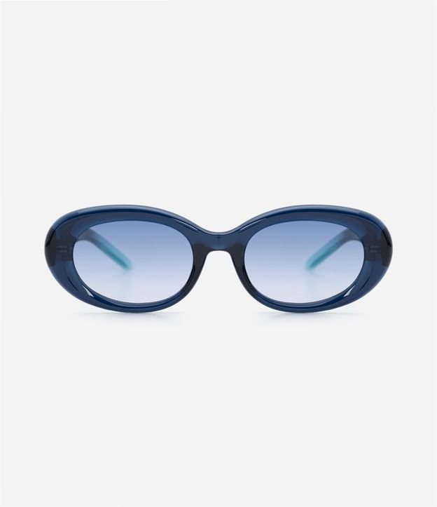 Óculos de Sol Redondo com Hastes Dip Dye e Lente Degradê Azul 3