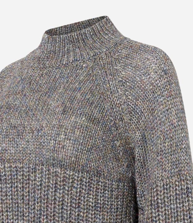 Suéter Pesado em Tricô com Fio Metalizado Cinza 9