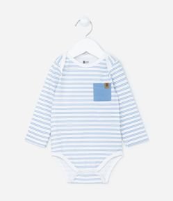 Body Infantil em Meia Malha com Estampa Listrada - Tam RN a 18 meses