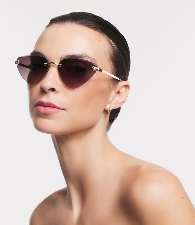 Óculos de Sol Gateado Slim com Lentes Triangulares Dourado 1