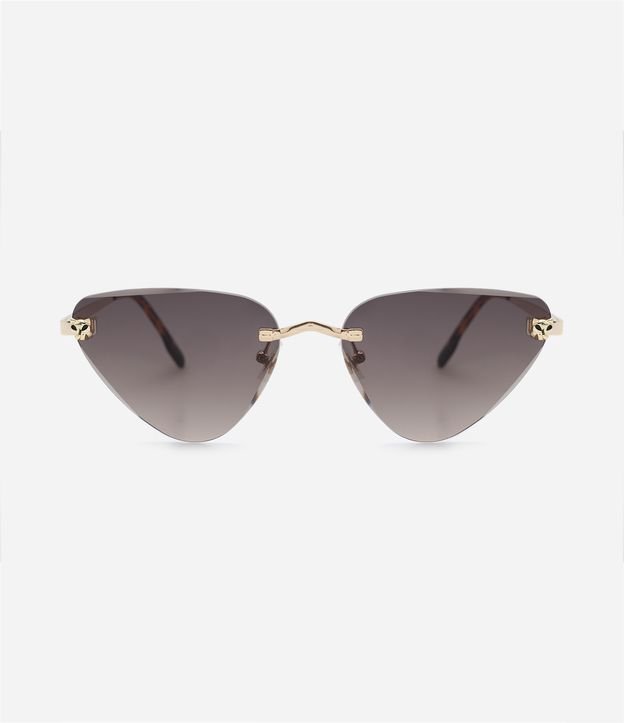 Óculos de Sol Gateado Slim com Lentes Triangulares Dourado 3