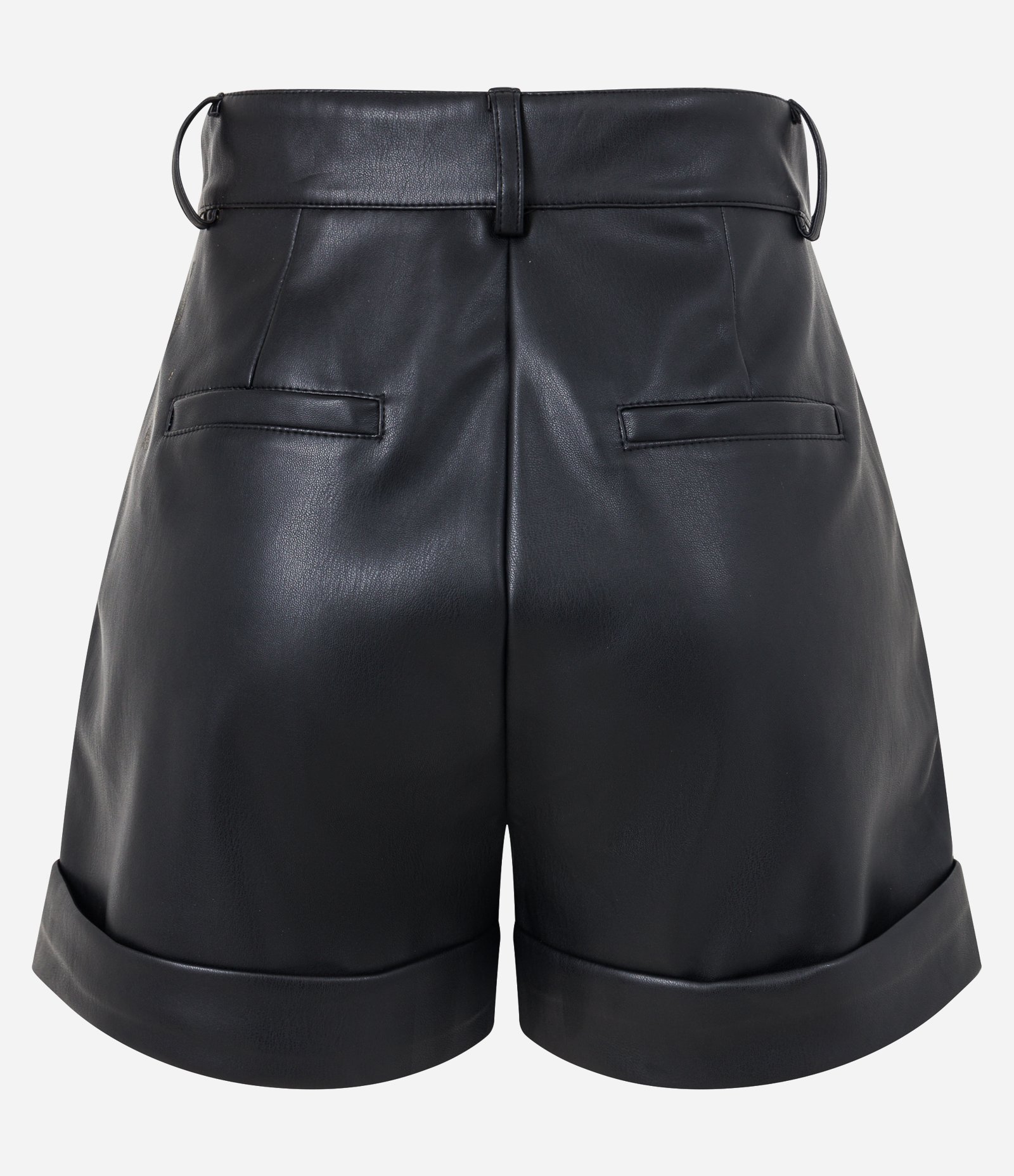 Short em Material Sintético com Pregas e Cós Alfaiatado Preto 7
