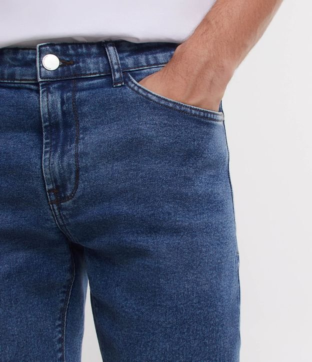 Calça Slim em Jeans com Bolsos Azul 5