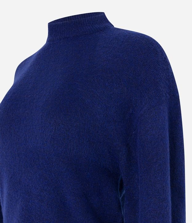Suéter Curto em Tricô com Golinha Azul 7