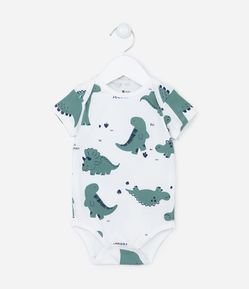 Body Curto Infantil com Estampa de DInossauros - Tam RN a 12 meses