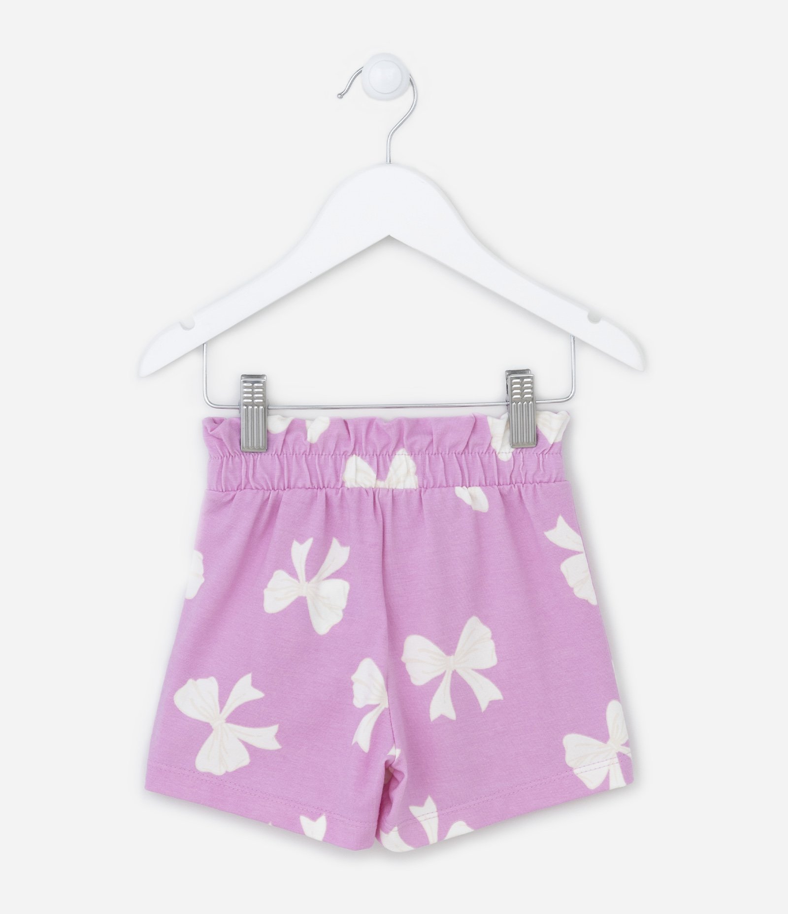 Short Clochard Infantil com Estampa de Laços - Tam 1 a 5 anos Rosa 2