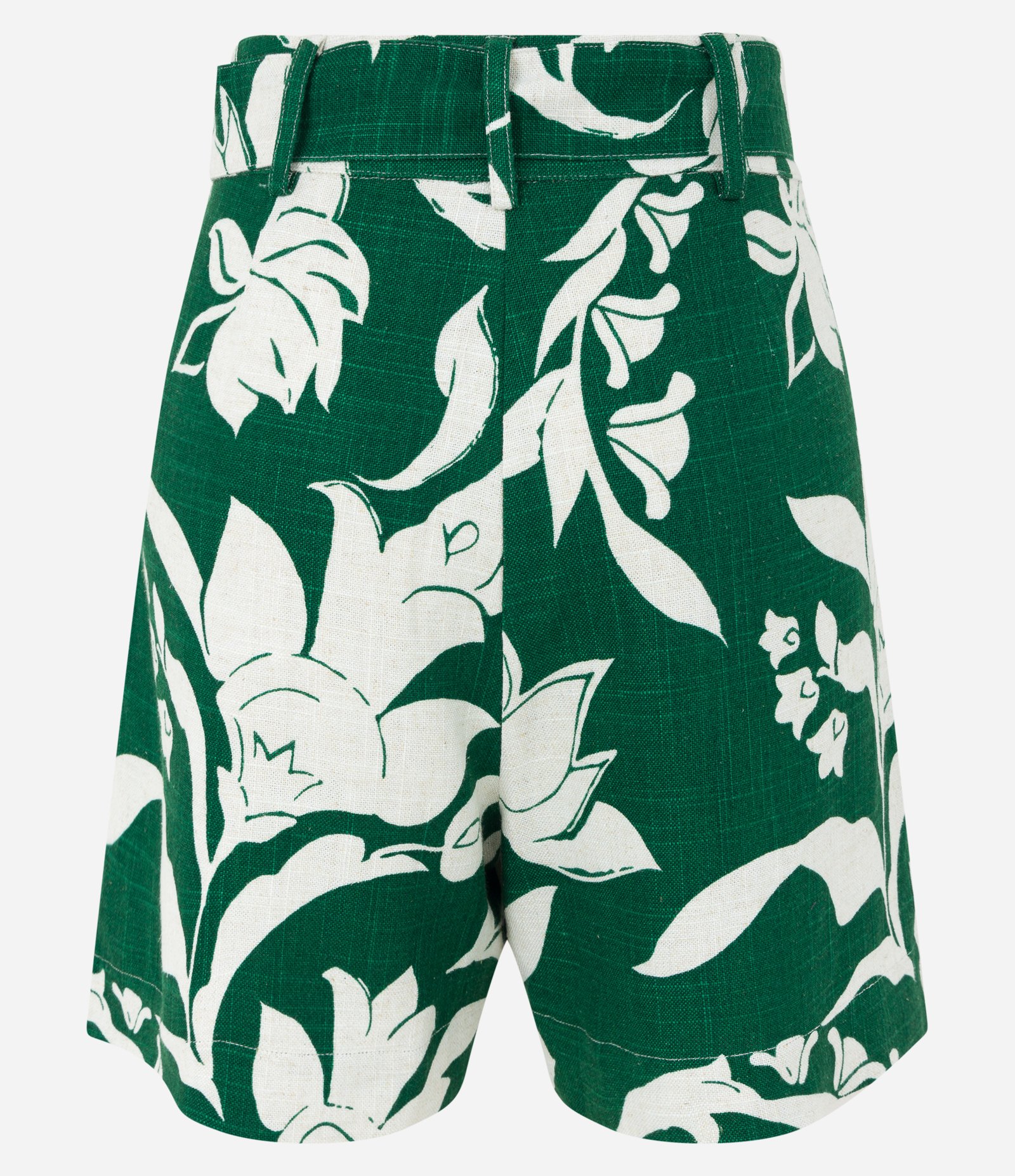 Short Estruturado em Viscolinho com Cinto e Estampa Folhagem Verde 5