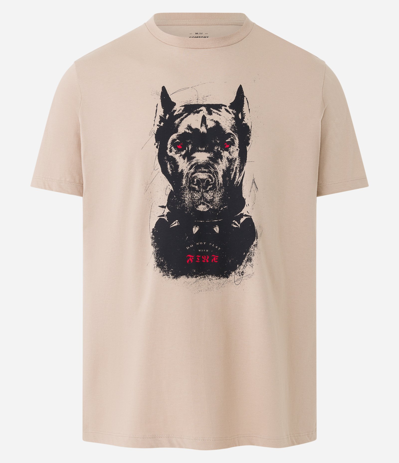 Camiseta Comfort em Meia Malha com Estampa Dog Bege 5