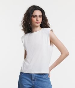 Blusa sem Manga em Meia Malha com Ombreiras