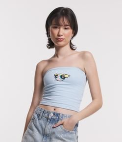 Blusa Cropped em Meia Malha com Estampa Lindinha Menina Superpoderosas