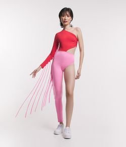 Macacão Assimétrico Bicolor com Franjas