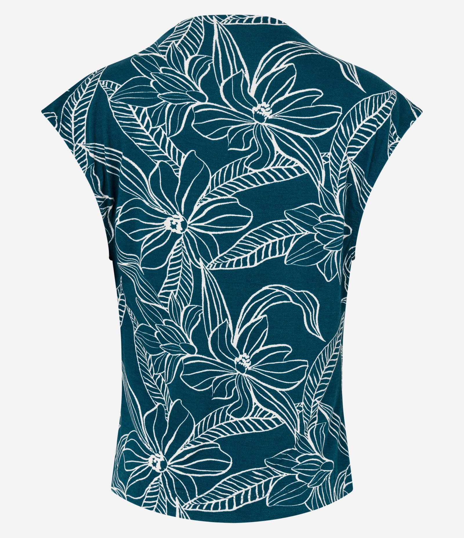 Blusa em Viscose com Pregas nos Ombro e Estampa Folhagem Verde 6