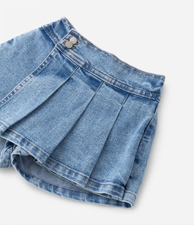 Short Saia Jeans Infantil Plissado - Tam 1 a 5 anos Azul 4