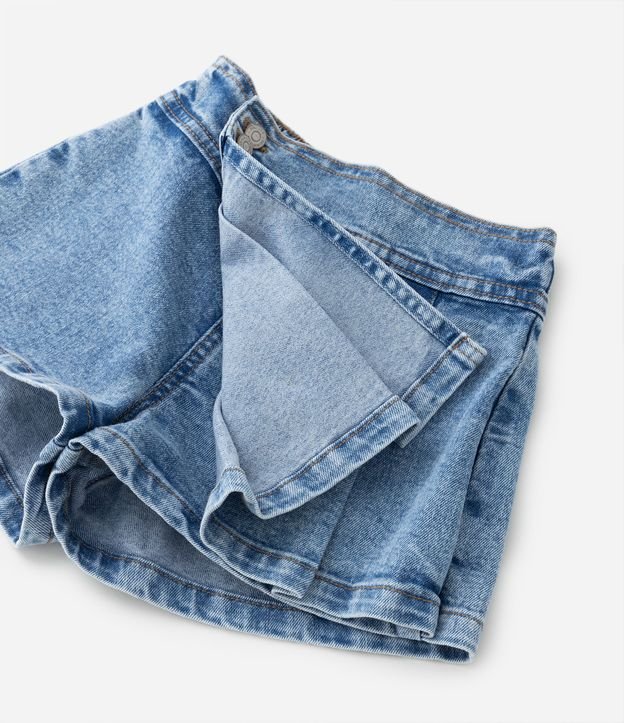 Short Saia Jeans Infantil Plissado - Tam 1 a 5 anos Azul 5