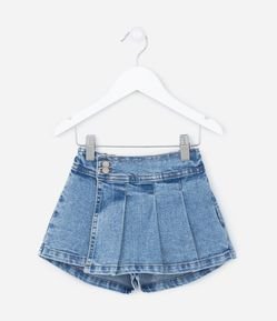 Short Saia Jeans Infantil Plissado - Tam 1 a 5 anos